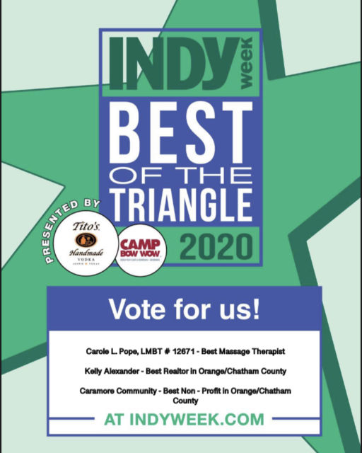 Please vote for our Chapel Hill WINners in the Best of the Triangle 2020
